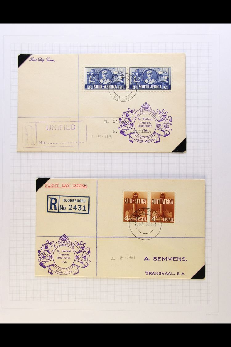 1941-42 War Effort FIRST DAY COVERS, With All Values To 6d (in Pairs) On Individual Covers (issued Different Dates. Fine - Non Classés