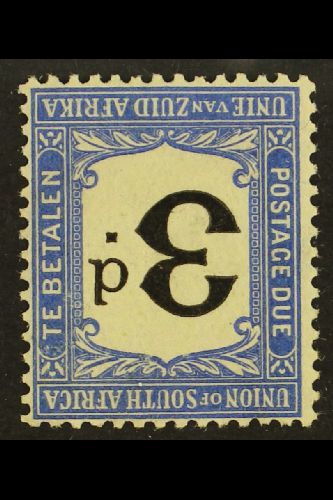 POSTAGE DUES 1914-22 3d Black & Bright Blue, WATERMARK INVERTED, SG D4w, Never Hinged Mint. For More Images, Please Visi - Zonder Classificatie