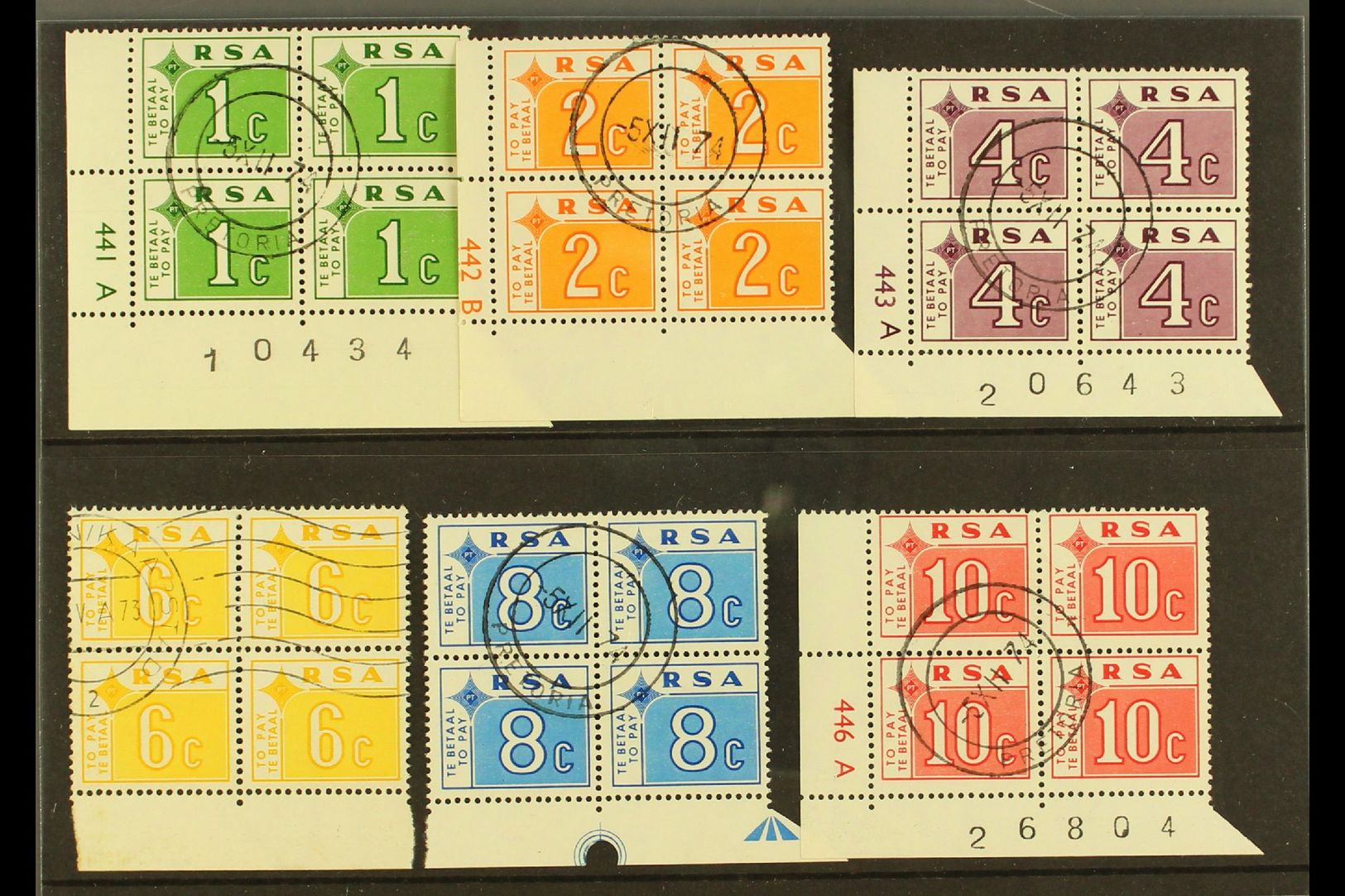 POSTAGE DUES 1972 Set In Blocks Of 4, Mostly Cylinders, SG D75/80, Used, Cancelled To Order (6 Blocks). For More Images, - Non Classés