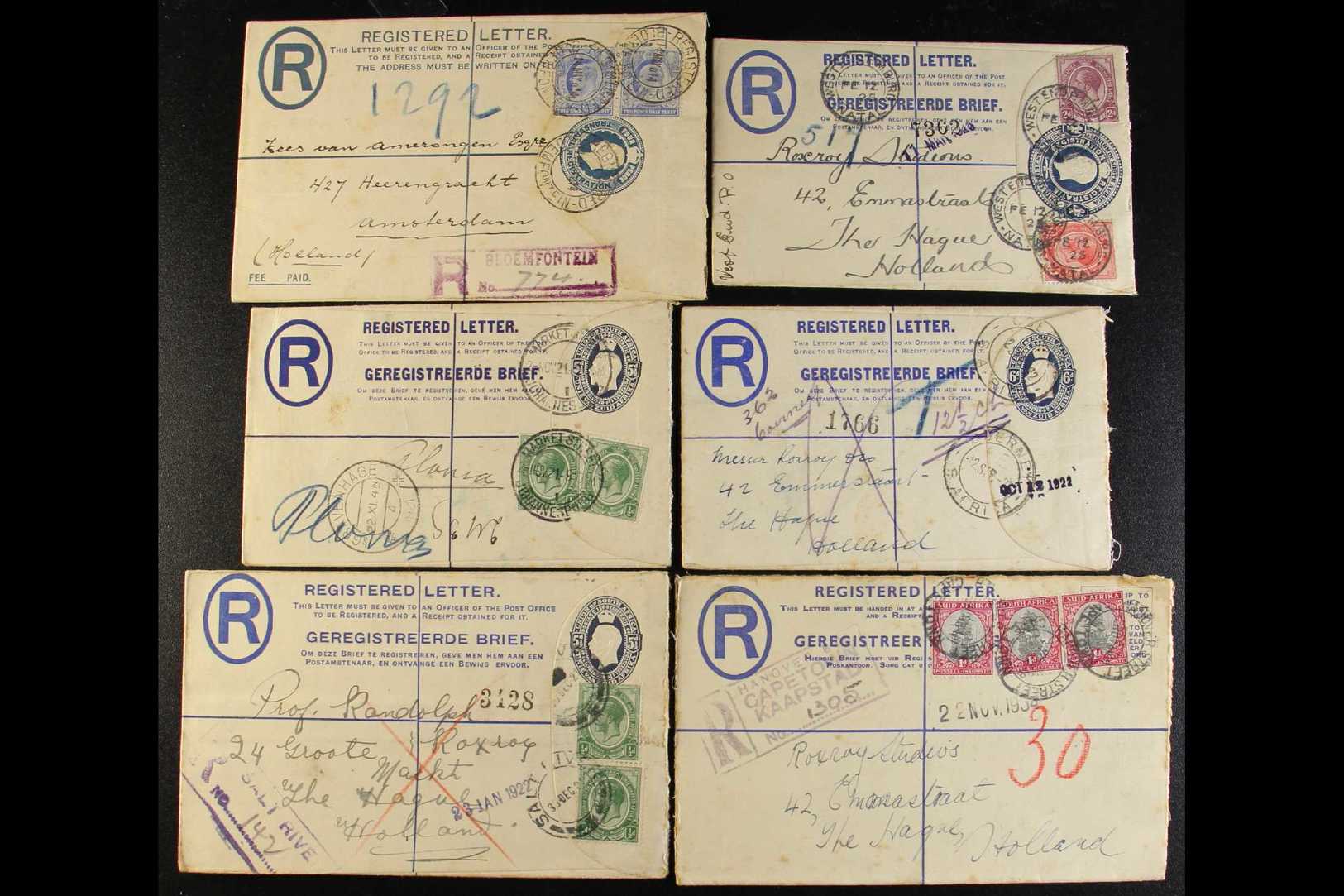 REGISTERED MAIL 1895-1937 Accumulation Of Registration Stationery Envelopes, Most With Stamps Added And Addressed To Hol - Non Classés