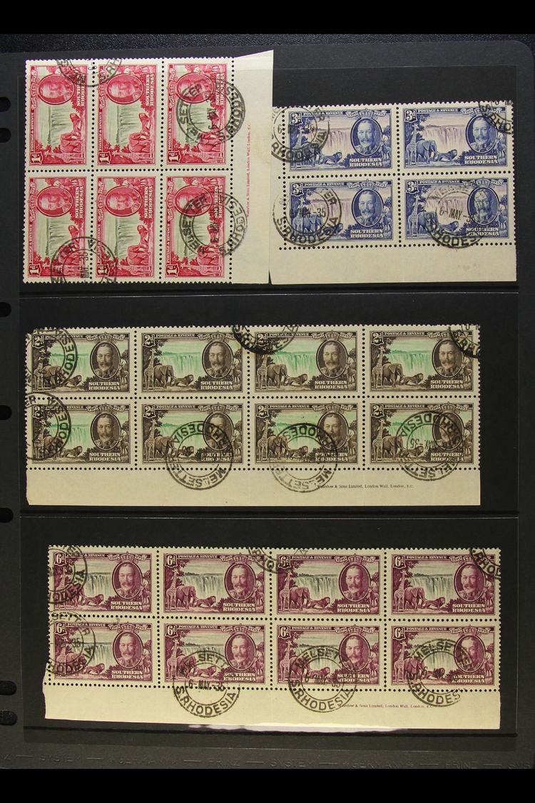 1935 SILVER JUBILEE All Four Values In Blocks, Includes 1d In Corner & IMPRINT Blocks Of 6, 2d In Irregular IMPRINT Bloc - Southern Rhodesia (...-1964)