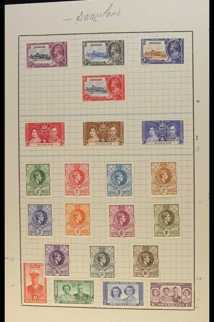 1935-1947 SPECIMENS. 1935 Jubilee, 1937 Coronation, 1938 KGVI And 1947 Royal Visit Sets (SG 21s/38s & 42s/45s), All Perf - Swaziland (...-1967)