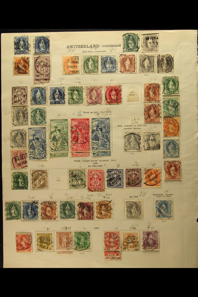 1854-1924 OLD COLLECTION On Pages, Mint Or Used, Inc 1854 To 20r, Standing Helvetia To 3f, 1900 UPU Set Inc 25c (x3), 19 - Autres & Non Classés