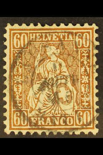1862-64 60c Copper-bronze "Sitting Helvetia" (SG 59, Mi 27) Fine Used. For More Images, Please Visit Http://www.sandafay - Andere & Zonder Classificatie