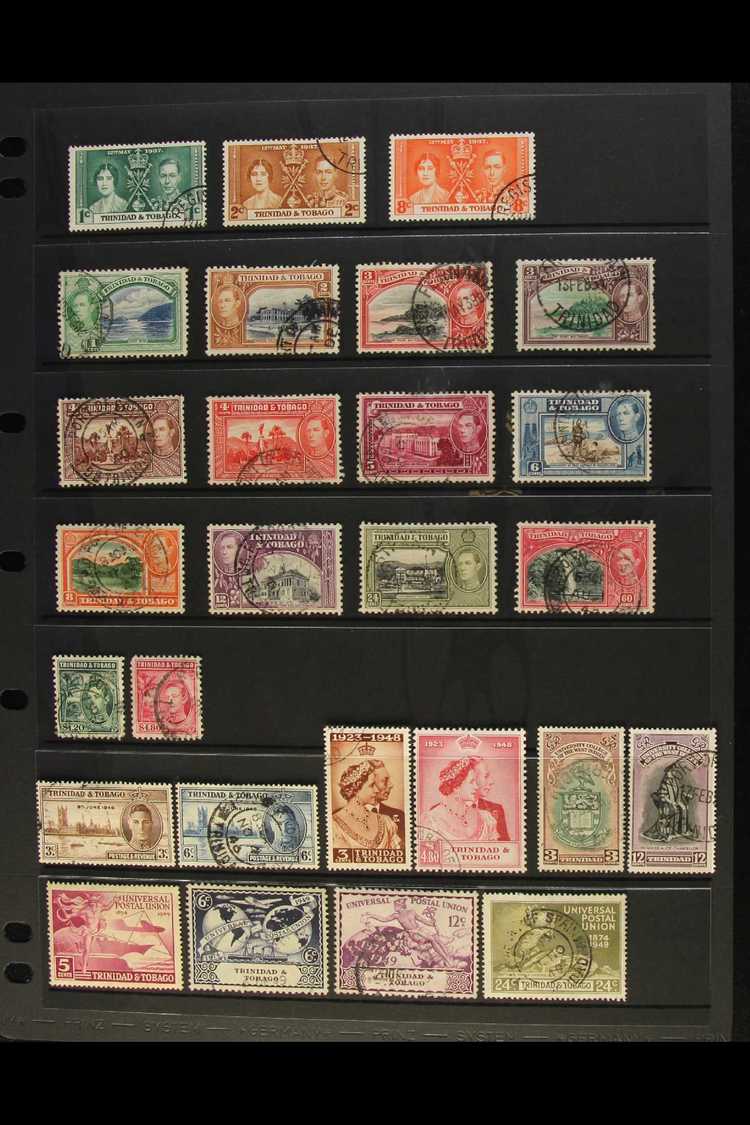 1937-1949 COMPLETE USED COLLECTION On A Stock Page, All Different, Inc 1938-44 Set, 1948 Wedding Set Etc. (27 Stamps) Fo - Trinidad En Tobago (...-1961)