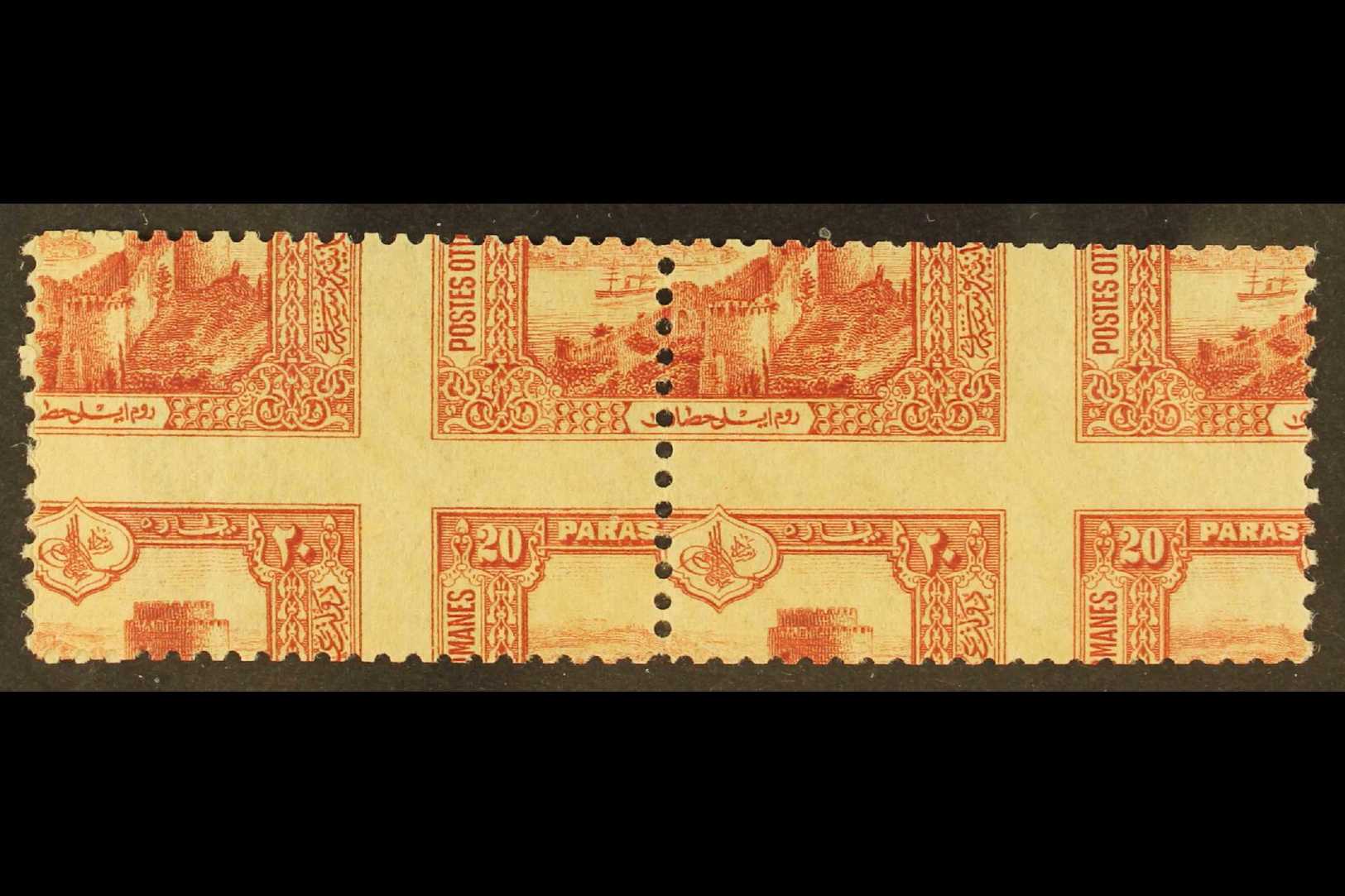 1914 SPECTACULAR PERFORATION ERROR. 20pa Red Castle Of Europa (Michel 234, SG 504), Very Fine Mint (one Stamp Is NHM) Ho - Autres & Non Classés