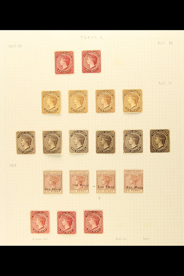 1867-95 FINE MINT COLLECTION On Album Pages, Includes 1867 1d Dull Rose (no Wmk) X2, 1873-79 1d Dullrose-lake X2 And 1d  - Turks- En Caicoseilanden