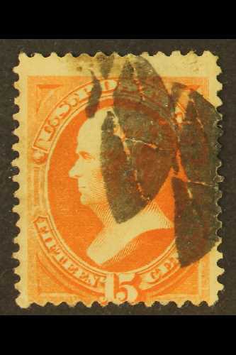 1873 15c Yellow-orange, Daniel Webster, Continental Bank Note Co. Printing, Scott 163, Used. For More Images, Please Vis - Other & Unclassified