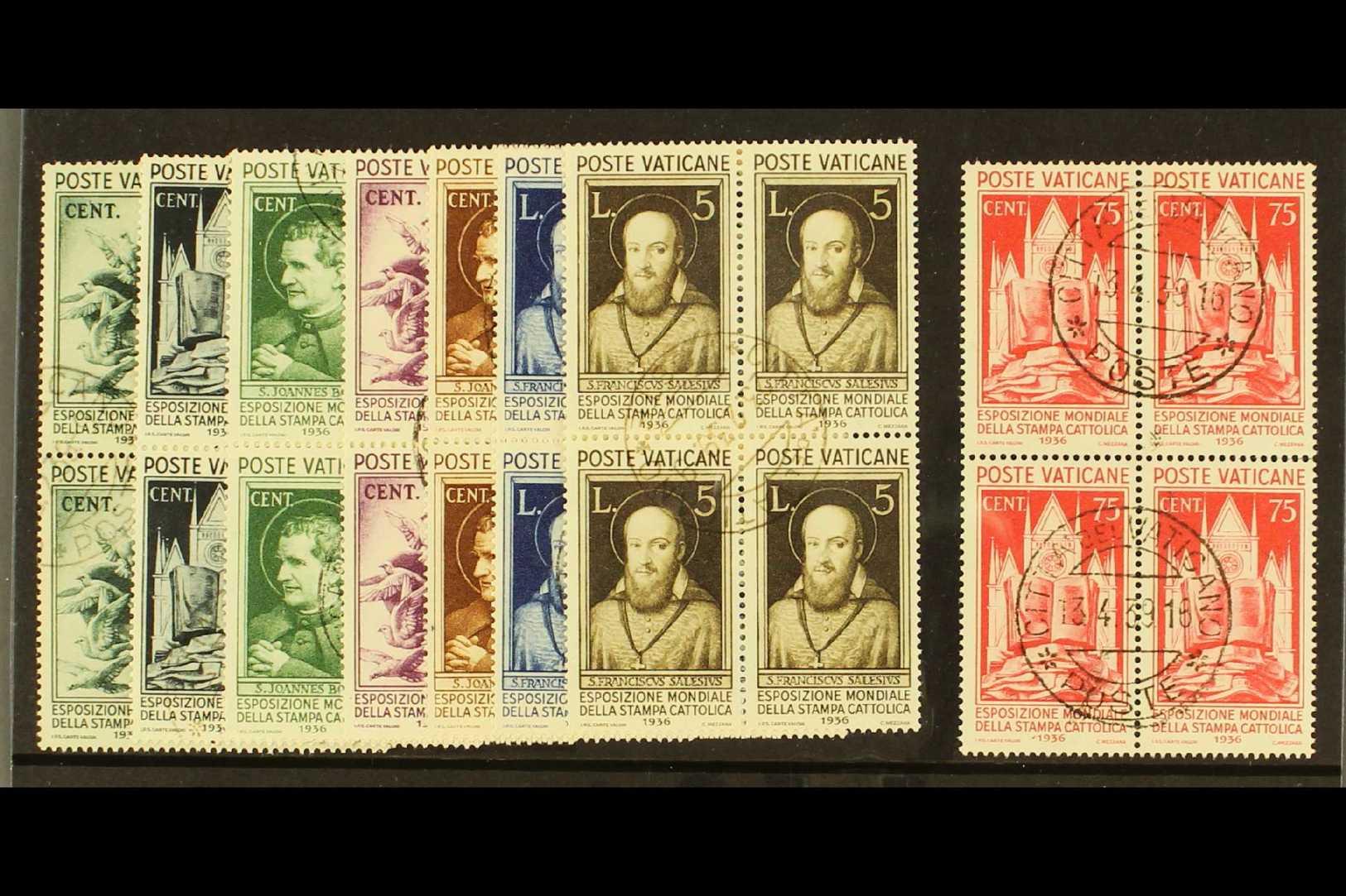 1936 Catholic Press Complete Set In BLOCKS OF FOUR, Mi 51/8, Very Fine Used (8 Blocks / 32 Stamps). For More Images, Ple - Autres & Non Classés