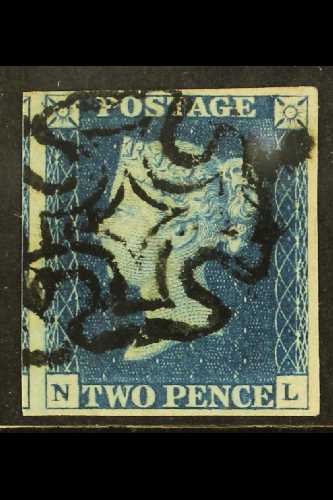 1840 2d Deep Blue 'NL' Plate 2, SG 4, Used With 4 Good / Huge Margins (portion Of Adjoining Stamp At Left), Cancelled By - Andere & Zonder Classificatie