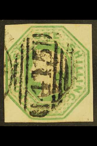 1847-54 1s Green, SG 55, Used With 4 Well Balanced Margins, Light Horizontal Crease Visible From The Reverse. For More I - Other & Unclassified