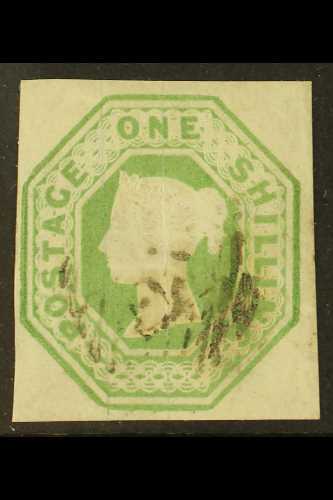 1847-54 1s Pale Green, SG 54, Very Lightly Used Cut Square With 4 Good Margins, A Beautiful Example. For More Images, Pl - Other & Unclassified