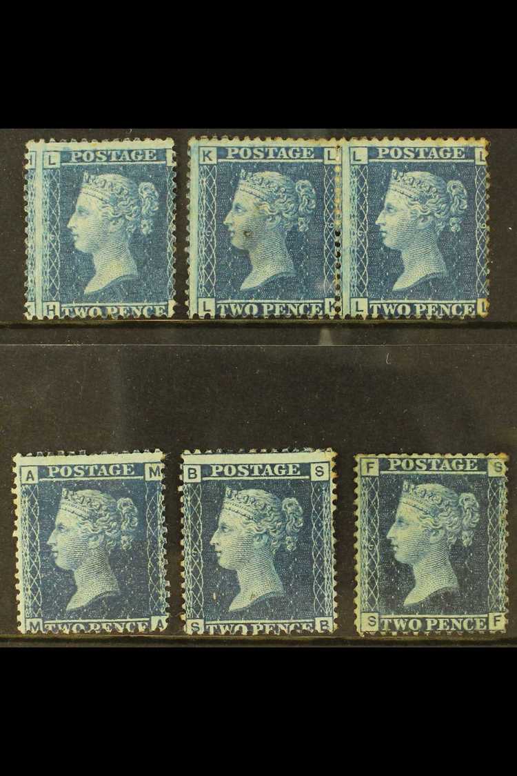 1858-79 2d Blue, Plate 9, Six Unused Examples Incl. A Pair, SG 45, Mixed Condition, Mint Or Unused, Cat.£2100, Useful Fo - Autres & Non Classés