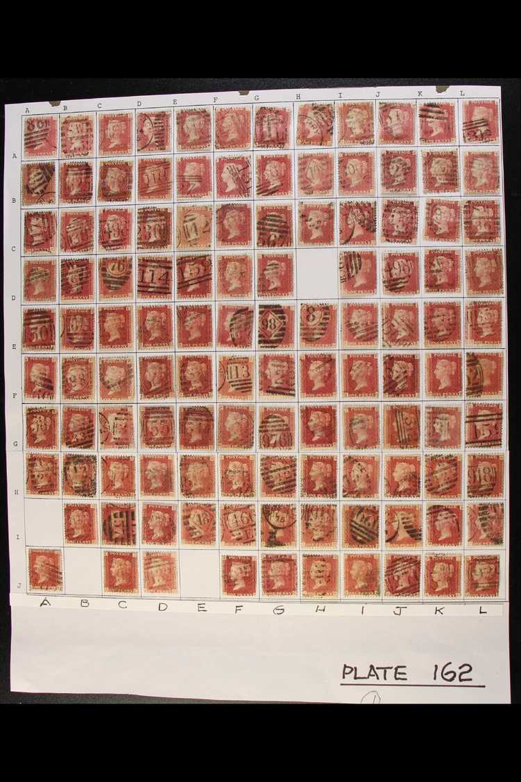 1864-79 PENNY RED PARTIAL PLATE RECONSTRUCTION PLATE 162 - A Largely Complete Used Reconstruction With 228 Of The 240 Ch - Other & Unclassified