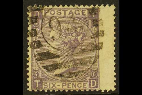 1865-73 6d Deep Lilac Plate 6, Wmk Emblems, SG 96, Very Fine Used Wing Margin Example. For More Images, Please Visit Htt - Sonstige & Ohne Zuordnung