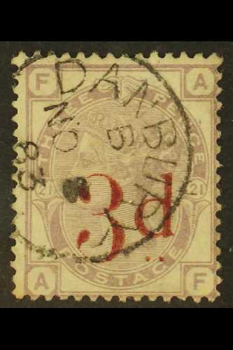 1880-83 3d On 3d Lilac Plate 21, Wmk Crown, SG 159, Very Fine Used With 8th Nov 1883 Danbury Cds Cancellation. For More  - Other & Unclassified