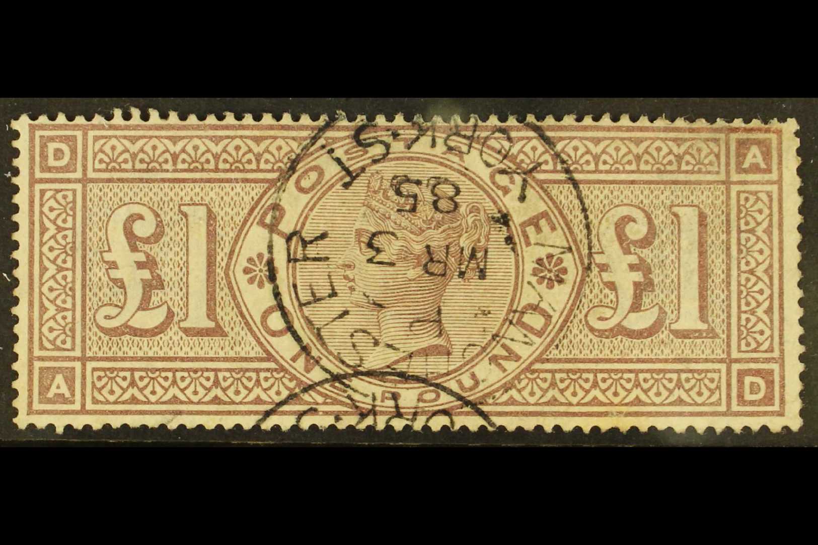 1884 (wmk Imperial Crowns) £1 Brown-lilac, SG 185, Very Fine Used By Lovely 1885 Manchester/York St Cds. A Gem! For More - Other & Unclassified