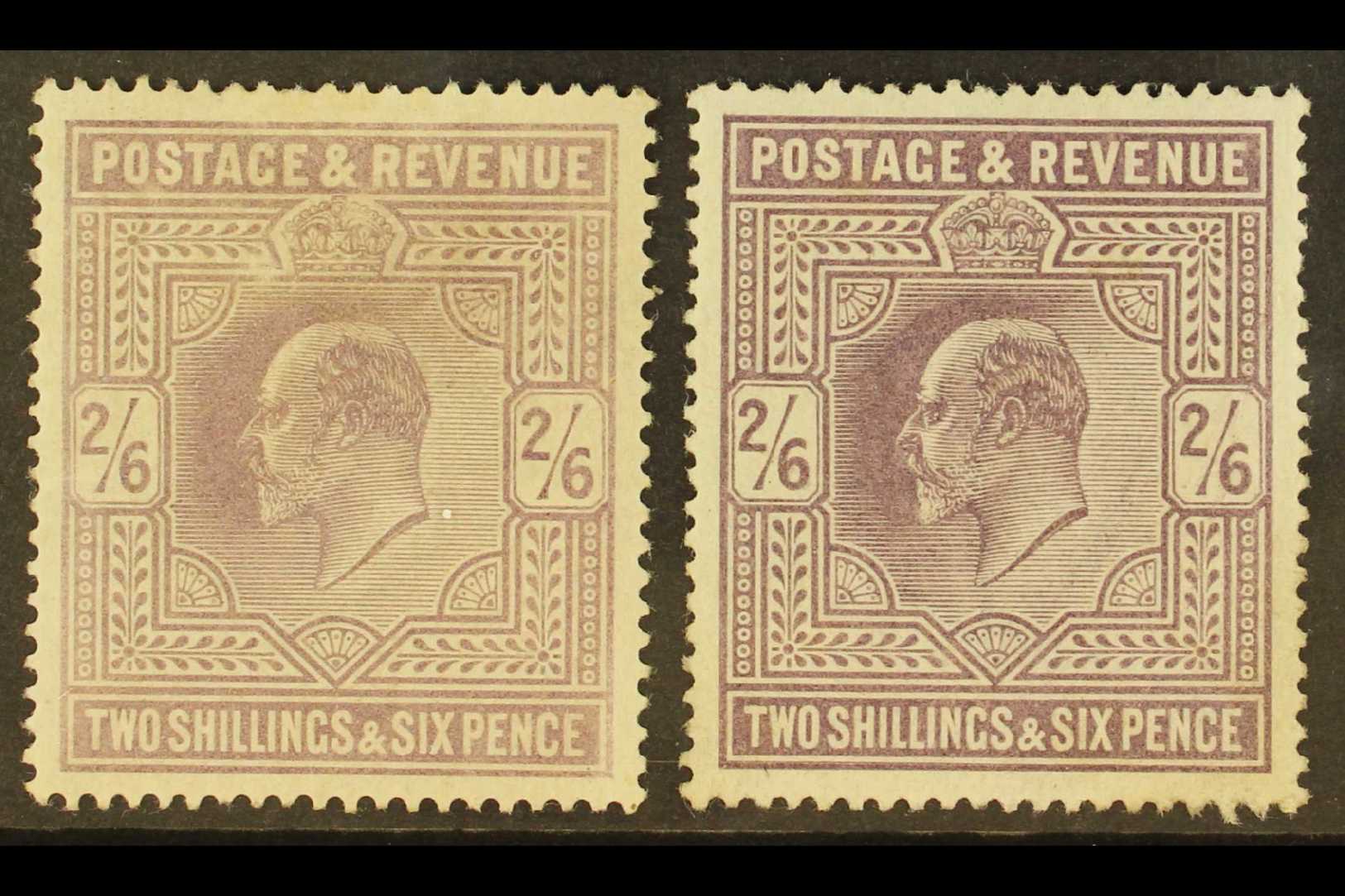 1902-04 2s6d Perf 14, De La Rue Printing On Ordinary Paper, SG 260, Two Different Specialised Shades (lilac, And Slate-p - Zonder Classificatie