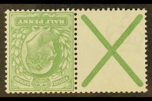 1902-10 ½d Yellowish Green With St Andrews Cross Label, INVERTED WATERMARK, SG 218wi, Never Hinged Mint Pair For More Im - Non Classés