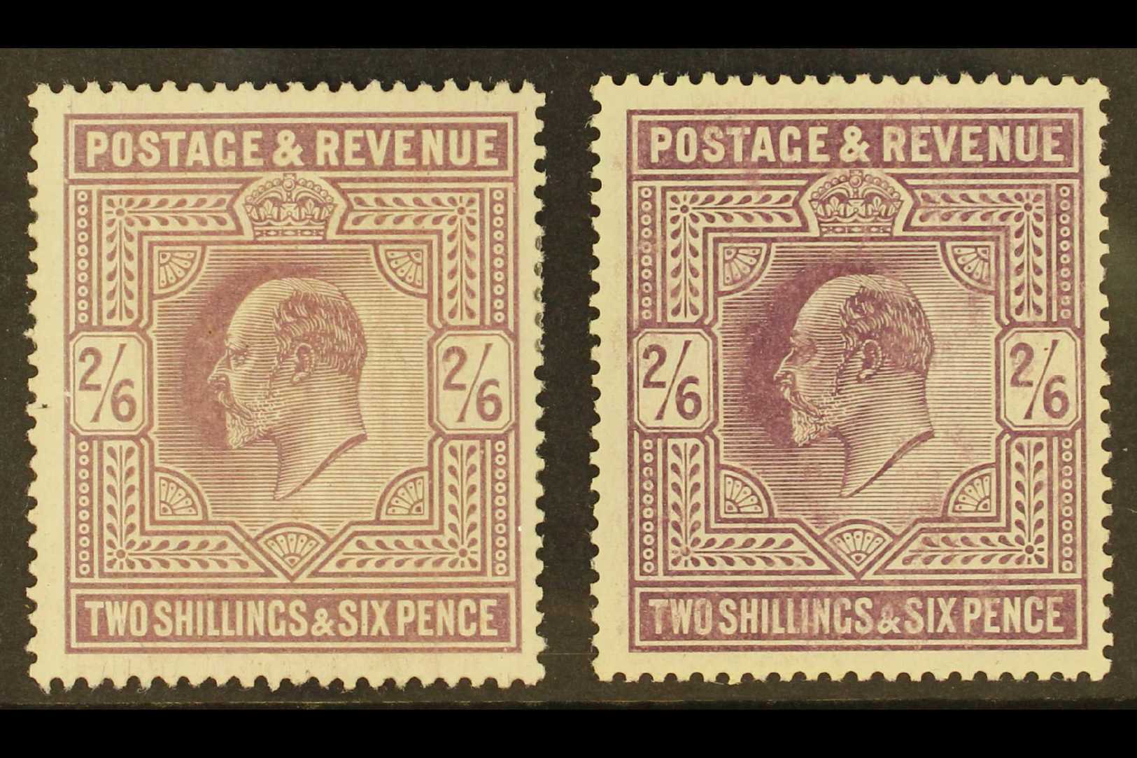 1905-10 2s6d Perf 14, De La Rue Printing On Chalk Surfaced Paper, SG 261, Two Different Specialised Shades (pale Dull Pu - Zonder Classificatie