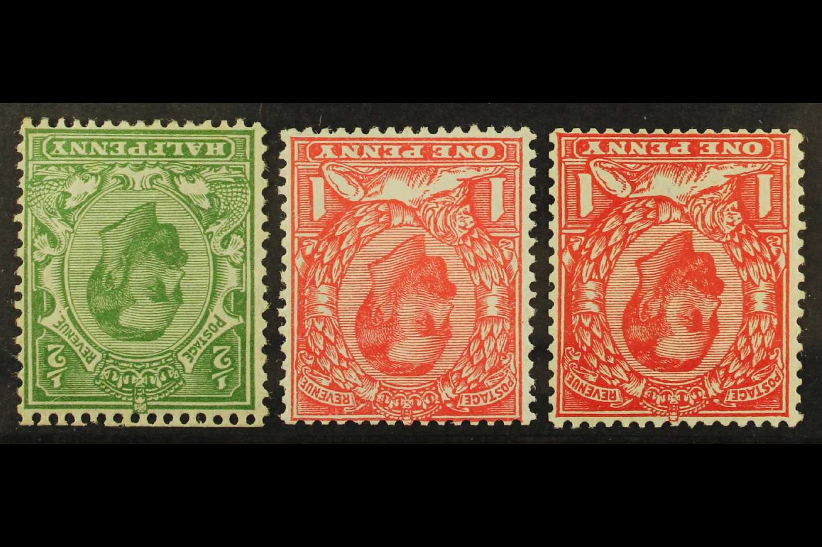 1912 ½d Green, 1d Scarlet, 1d Bright Scarlet, Booklet Stamps, Wmk Royal Cypher Inverted, SG 335Wi/337Wi, Never Hinged Mi - Unclassified