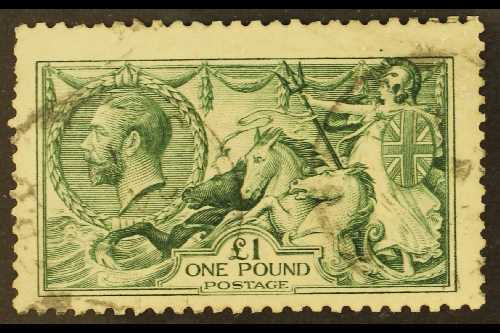 1913 £1 Green, SG 403, Fine Used, Centred Low & A Few Shortish Perfs, Lovely Colour For More Images, Please Visit Http:/ - Unclassified