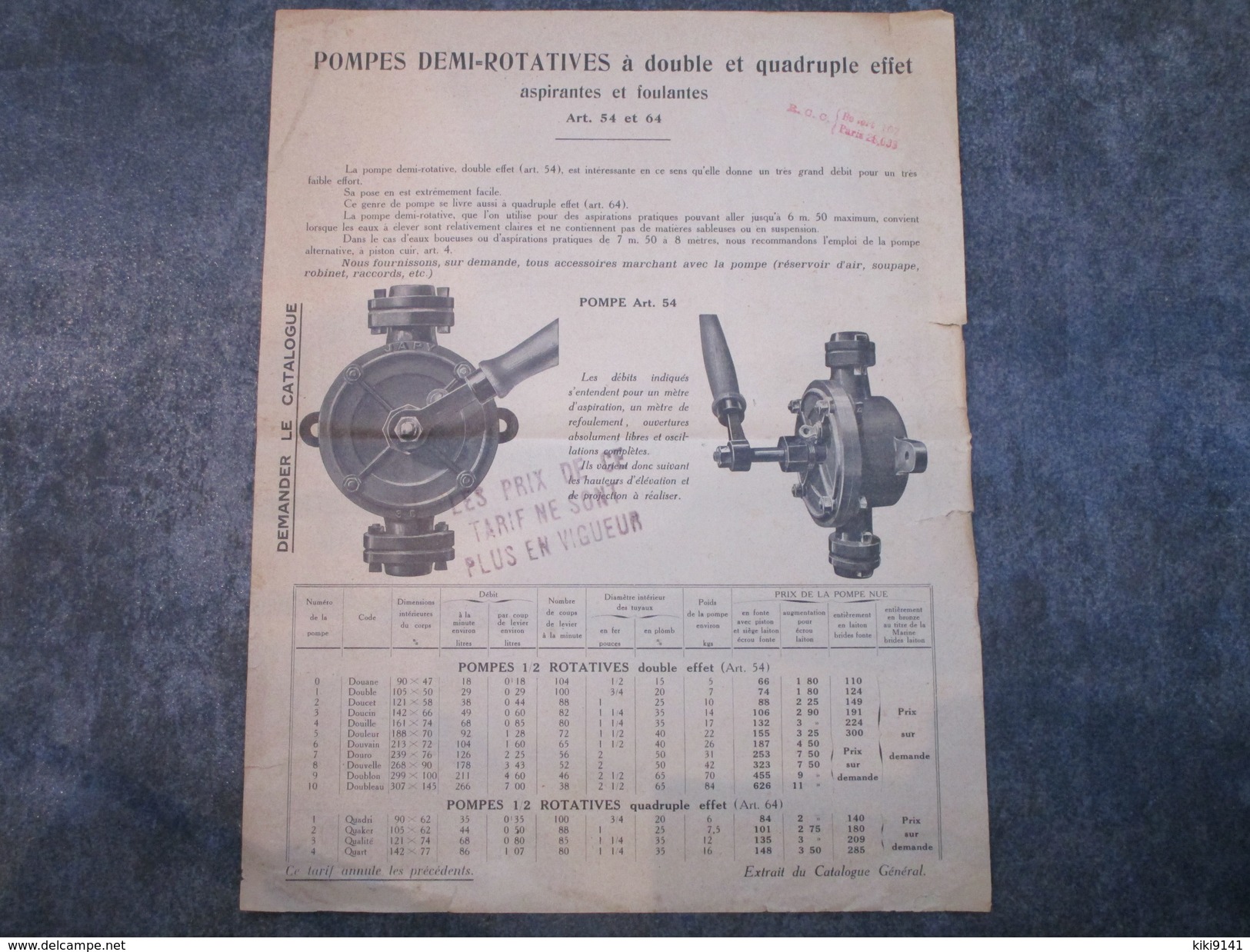 POMPES DEMI-ROTATIVES à Double Et Quadruple Effet - Autres & Non Classés