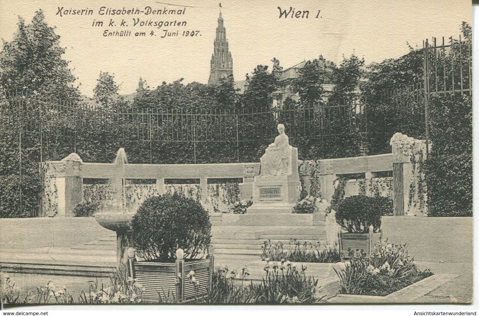 Wien - Kaiserin Elisabeth-Denkmal Im K. K. Volksgarten 1912 (002031) - Ringstrasse