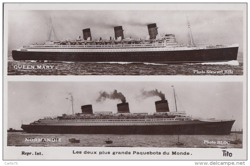 Bâteaux - Paquebot Queen Mary - Paquebot Normandie - Steamers