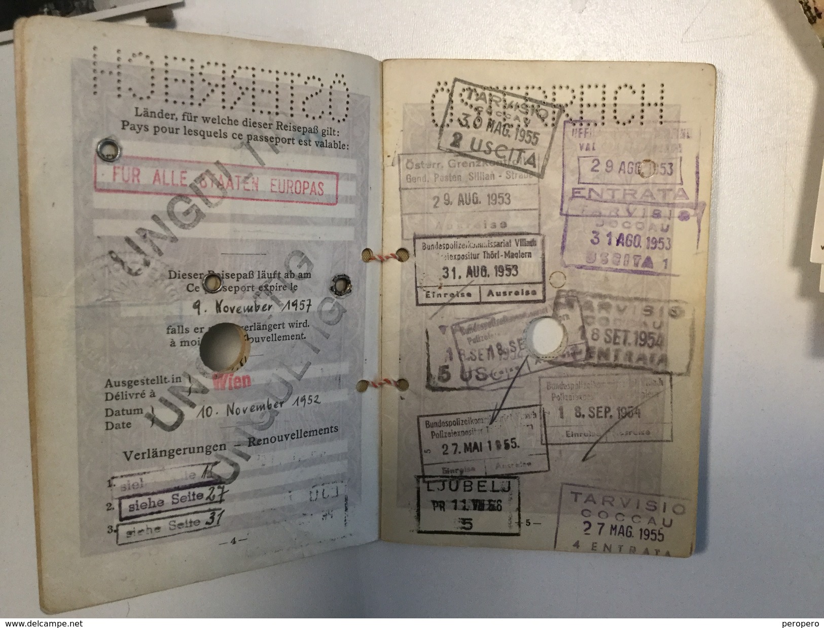 PASSPORT   REISEPASS  PASSAPORTO   AUSTRIA   VISA TO: YUGOSLAVIA , GERMANY , ITALIA , HUNGARY - Historische Dokumente