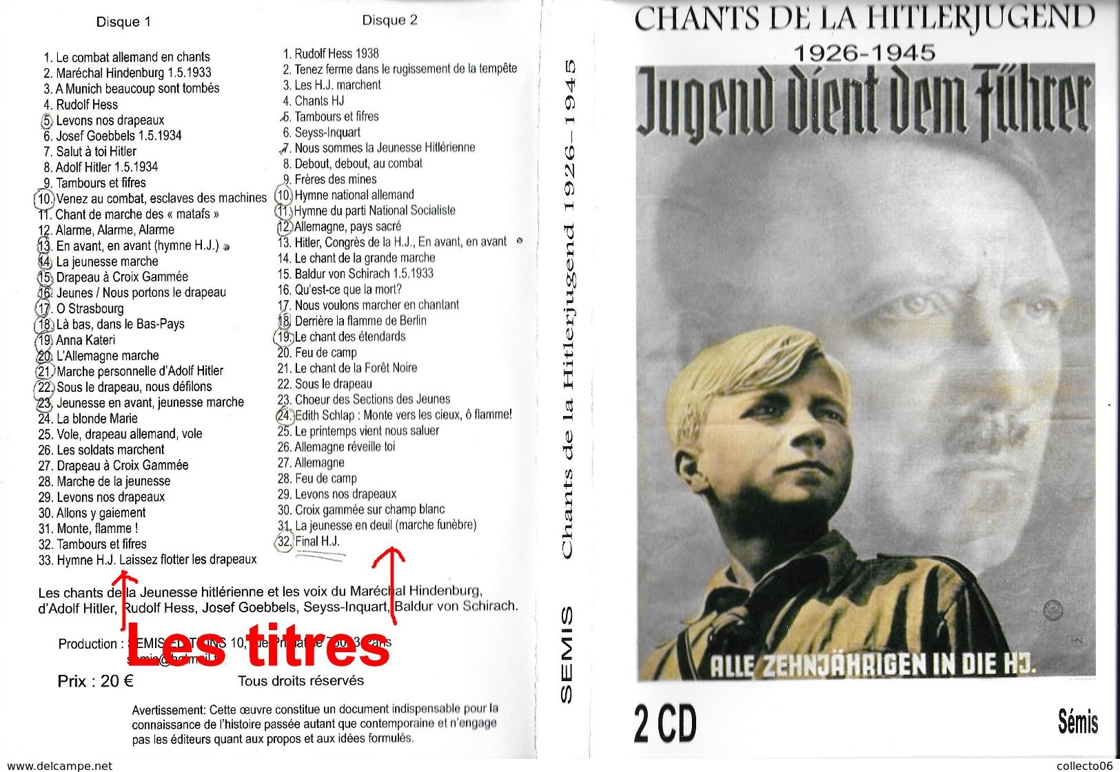 Double Cd Chants Allemand HJ - Compilations