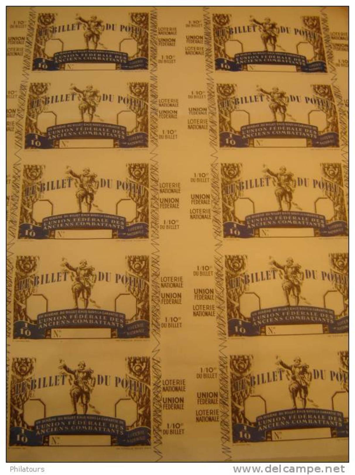 Planche De Billets De Loterie Nationale - Spécimen - Lottery Tickets