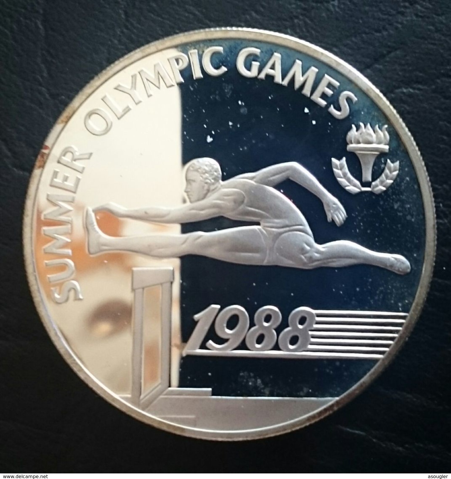 BARBADOS 20 DOLLARS 1988 SILVER PROOF "Summer Olympics Games 1988" Free Shipping Via Registered Air Mail - Barbades