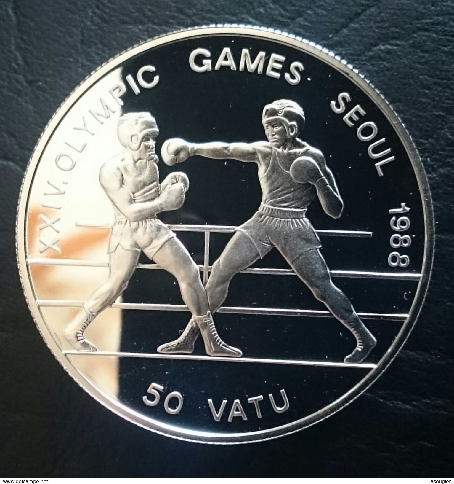 VANUATU 50 VATU 1988 SILVER PROOF "Olympics Games 1988" Free Shipping Via Registered Air Mail - Vanuatu