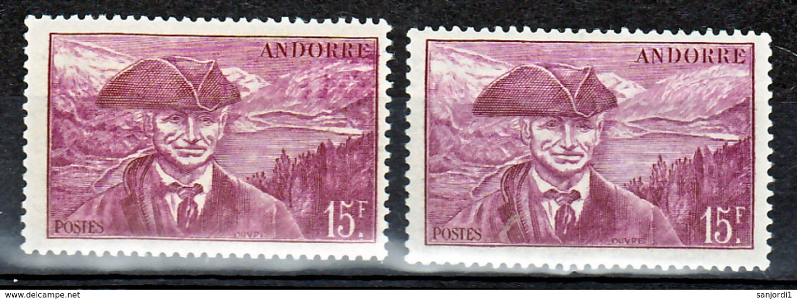 Andorre 114 Variété Lilas Rose Et  Lie De Vin Viguier Neuf * * TB MNH Sin Charnela - Unused Stamps