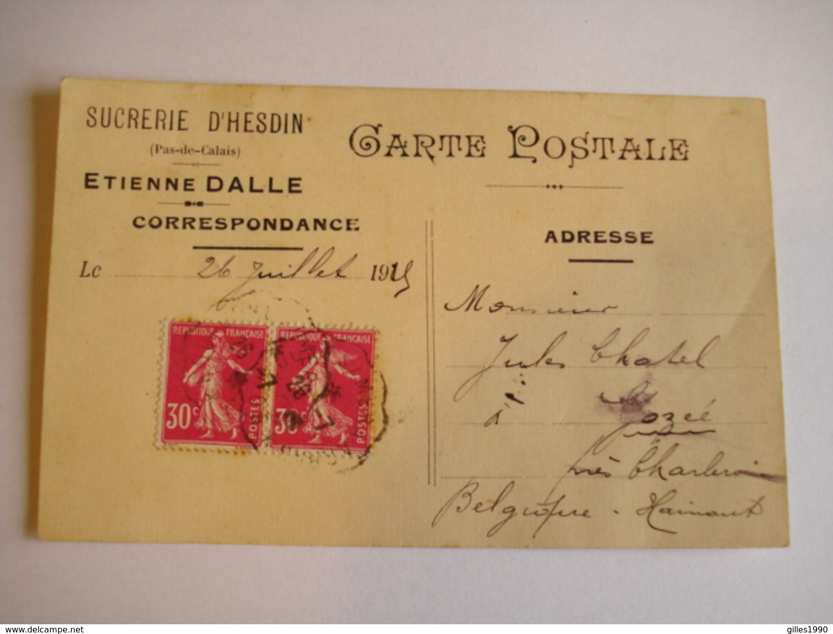 Carte Commerciale  1925 , Sucrerie D ' Hesdin , Pas De Calais , Etienne Dalle - Hesdin