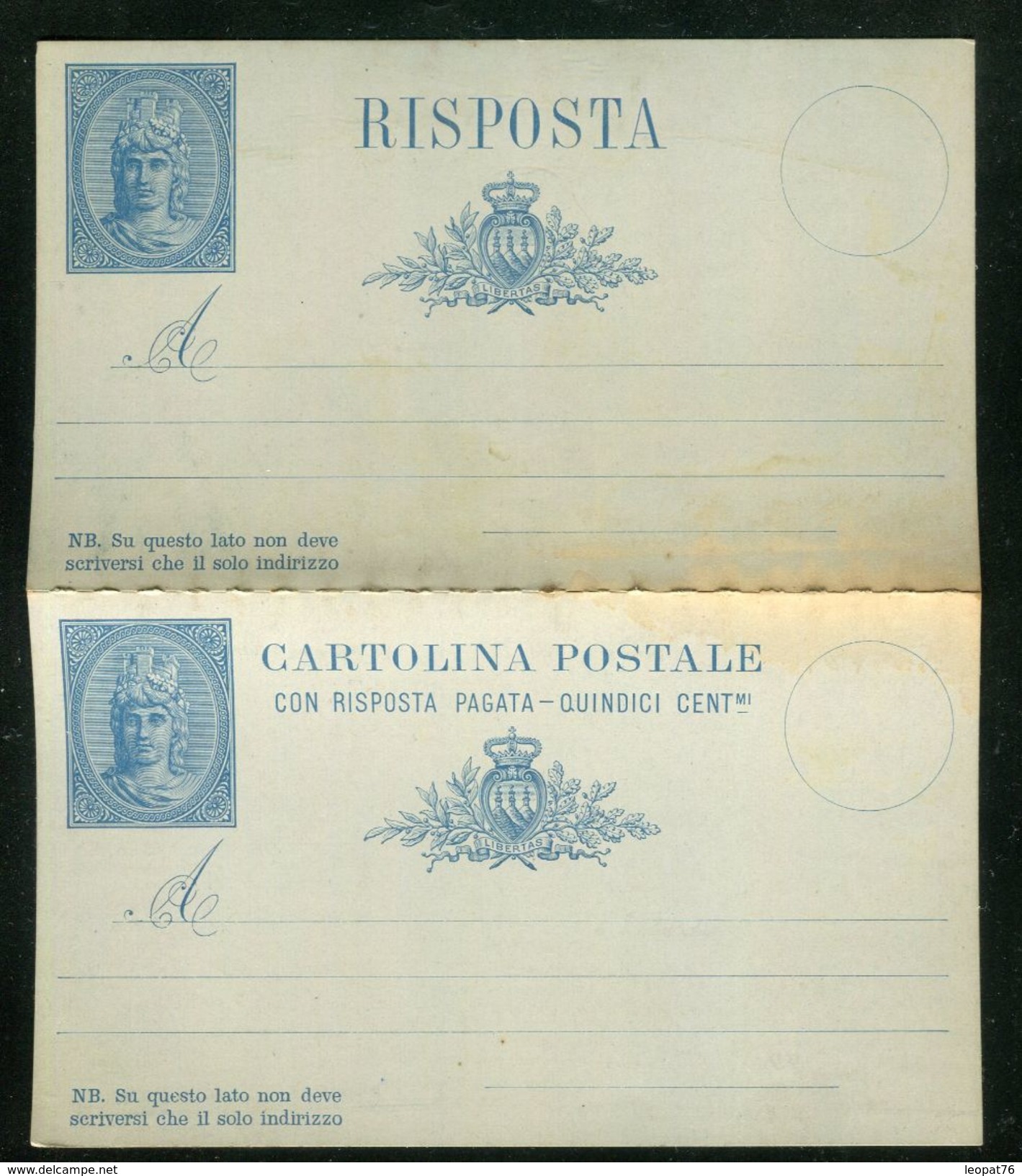 Saint Marin - Entier Postal + Réponse Non Voyagé - Ref D10 - Postwaardestukken