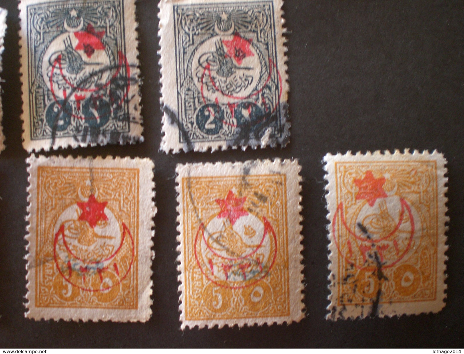 Türkiye Turkey TURQUIE OTTOMAN 1915 stamps for the interior  ( TUGHRA ) NUMBER LOW OVERPRINTED STAR 6 POINT