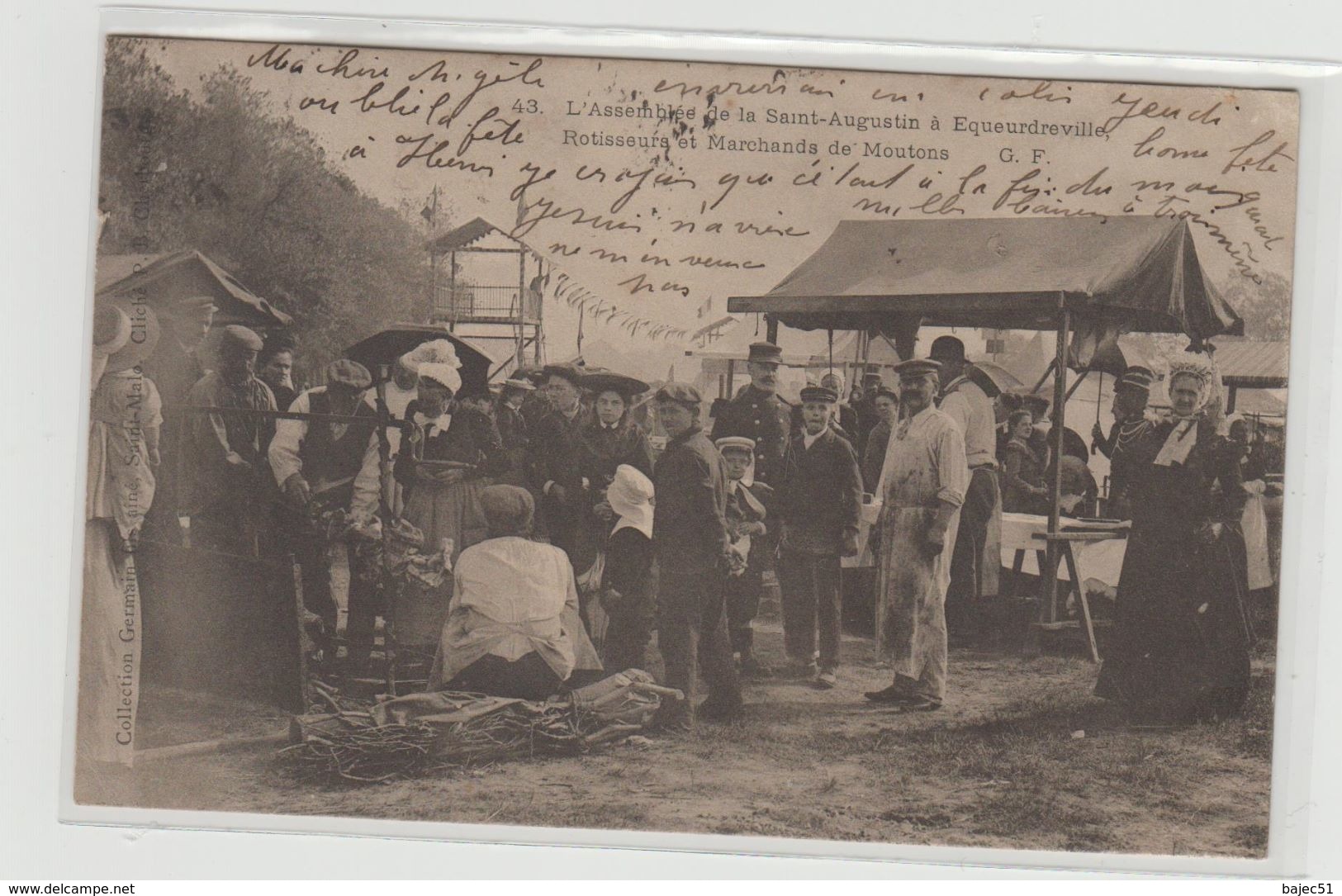 1 Cpa Equeurdreville " La Saint Augustin Rotisseurs Et Marchands De Moutons " Pionnière écrite En 1903 - Equeurdreville