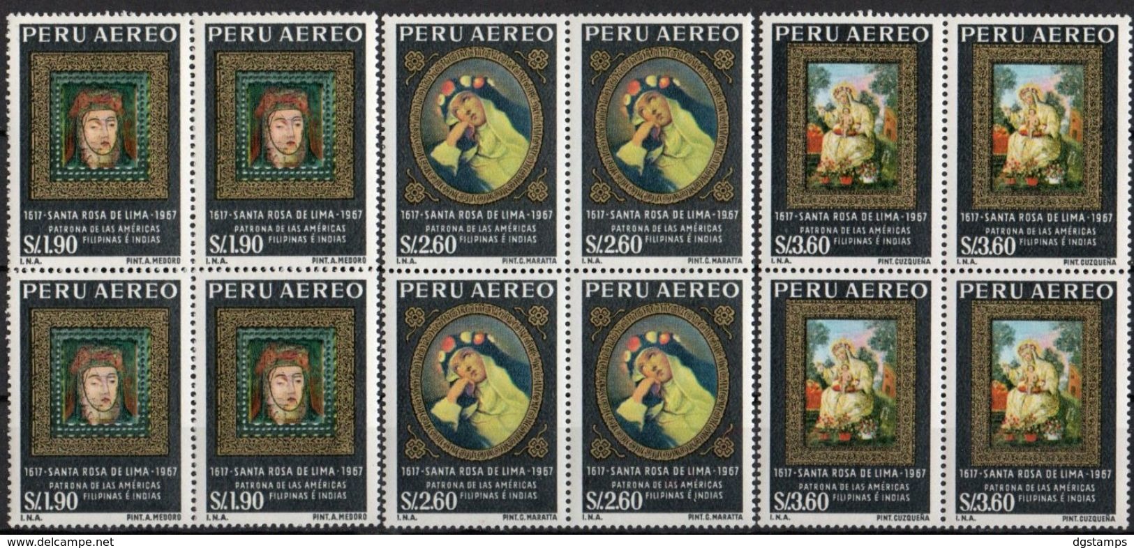 Perú 1967Bl4 YT A214-16 ** 350 Aniversario Santa Rosa De Lima.  See Desc. - Pérou