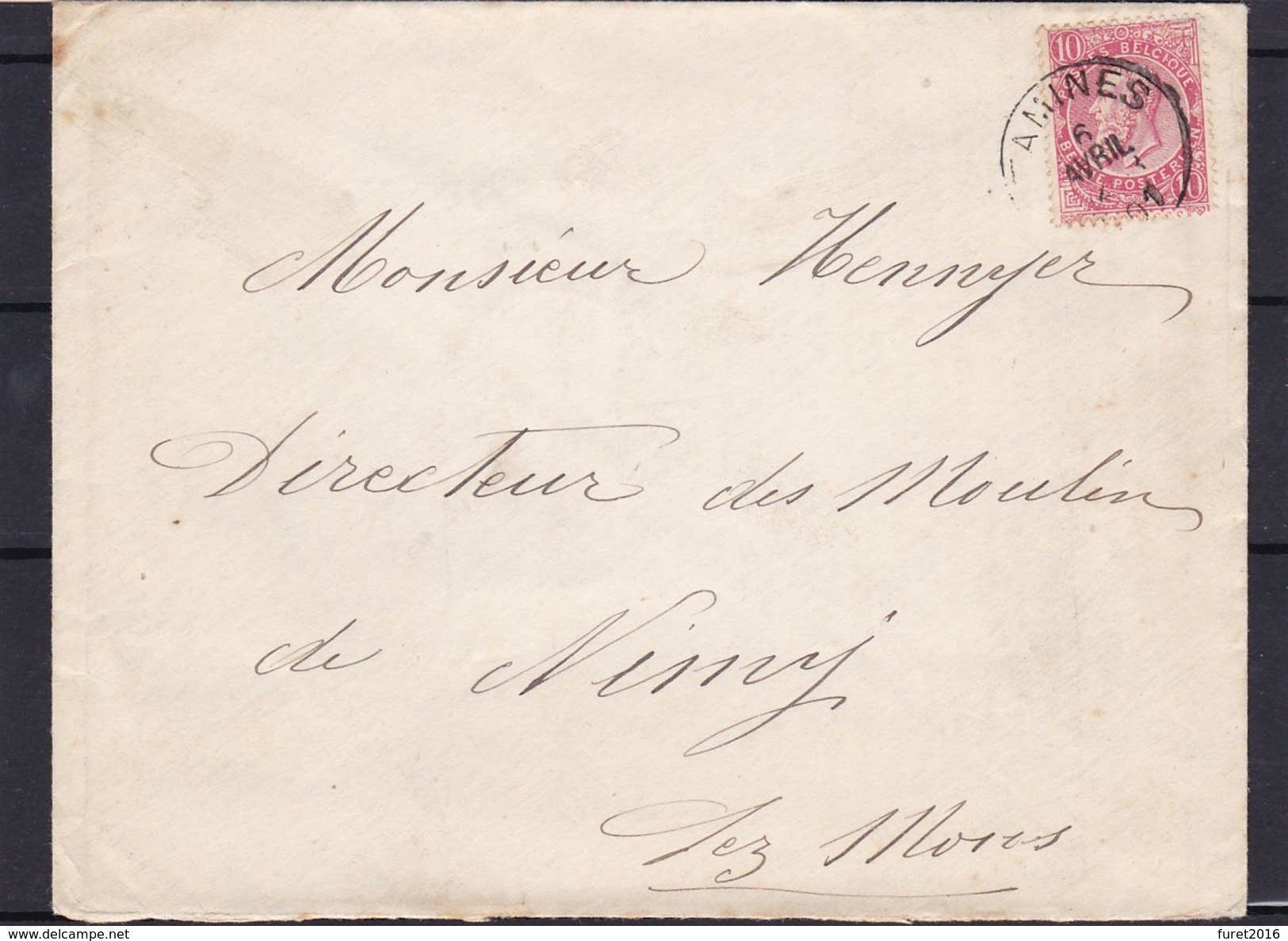 N° 58 / Enveloppe De Tamines   (lsc )  Vers NIMY - 1893-1900 Fine Barbe