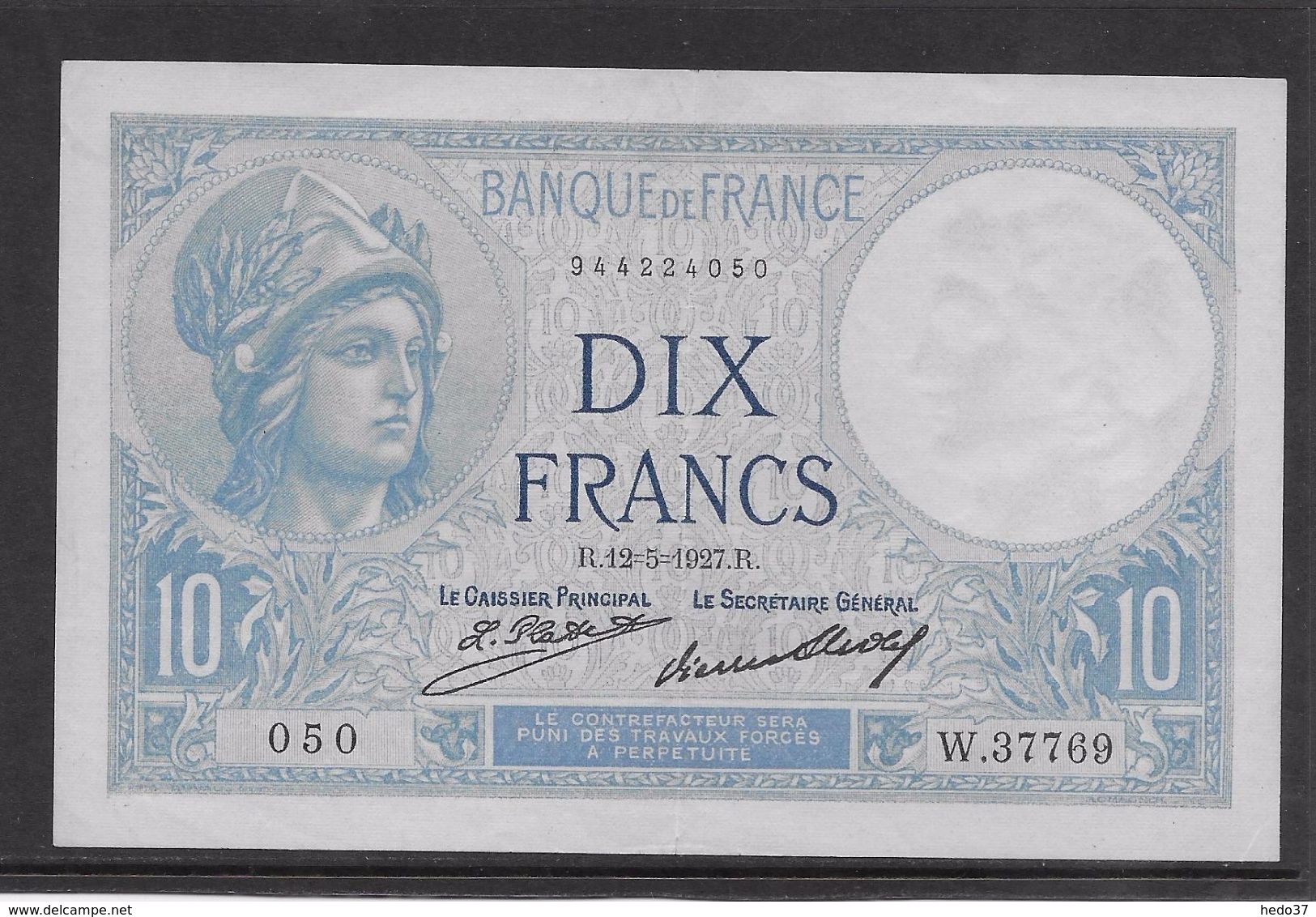 France 10 Francs Minerve - 12-5-1927 - Fayette N°6-12 - SUP - 10 F 1916-1942 ''Minerve''