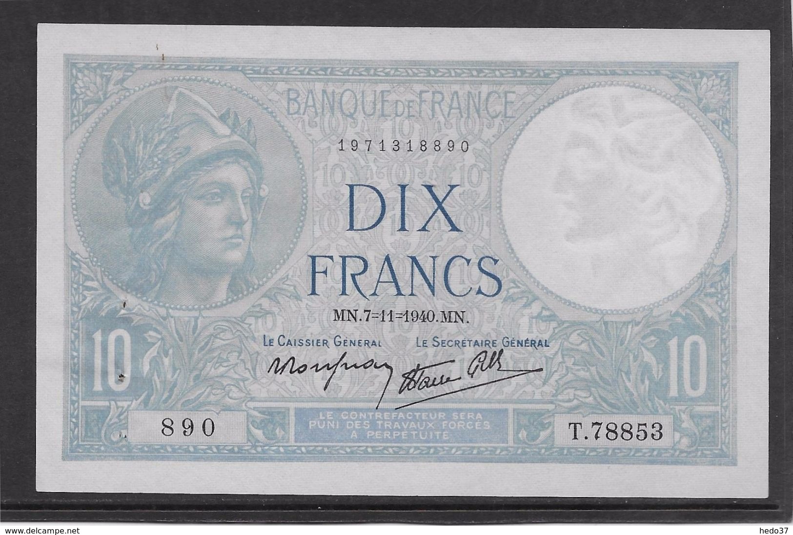France 10 Francs Minerve - 7-11-1940 - Fayette N°7-19 - SPL - 10 F 1916-1942 ''Minerve''