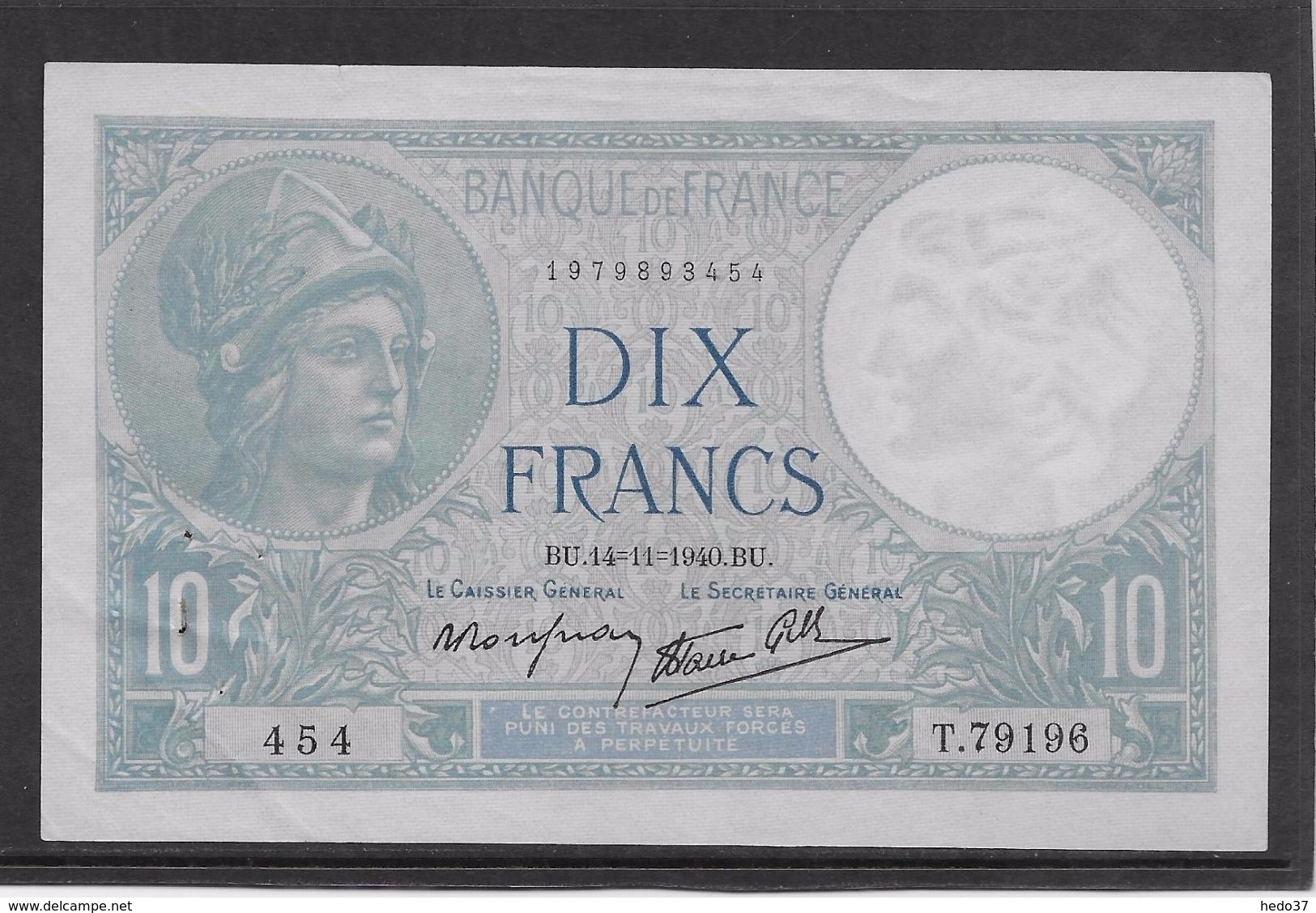 France 10 Francs Minerve - 14-11-1940 - Fayette N°7-20 - SPL - 10 F 1916-1942 ''Minerve''