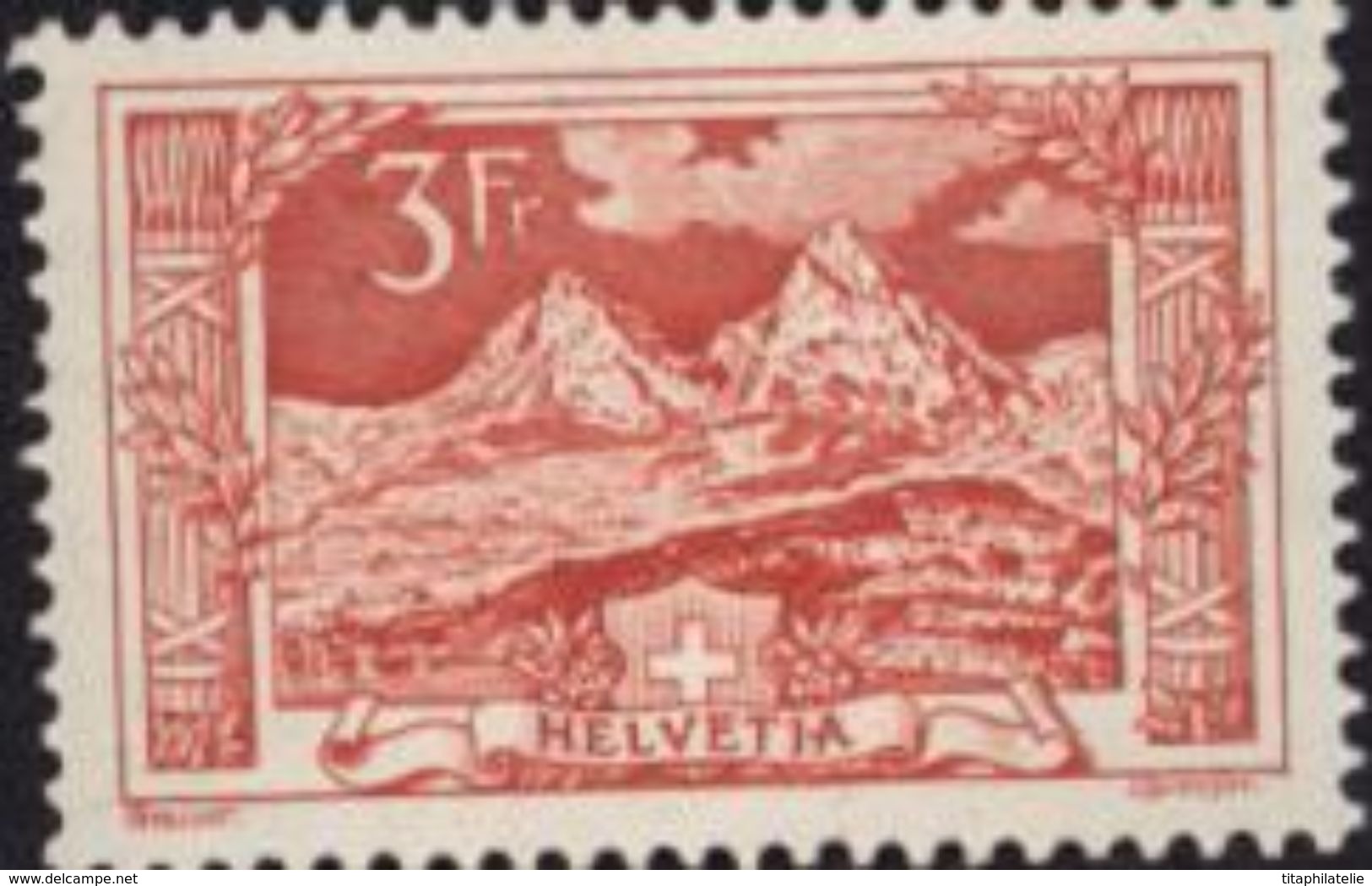 Suisse YT 167 Les Deux Mythen Rouge Charnière Cote 130 Euros - Nuovi