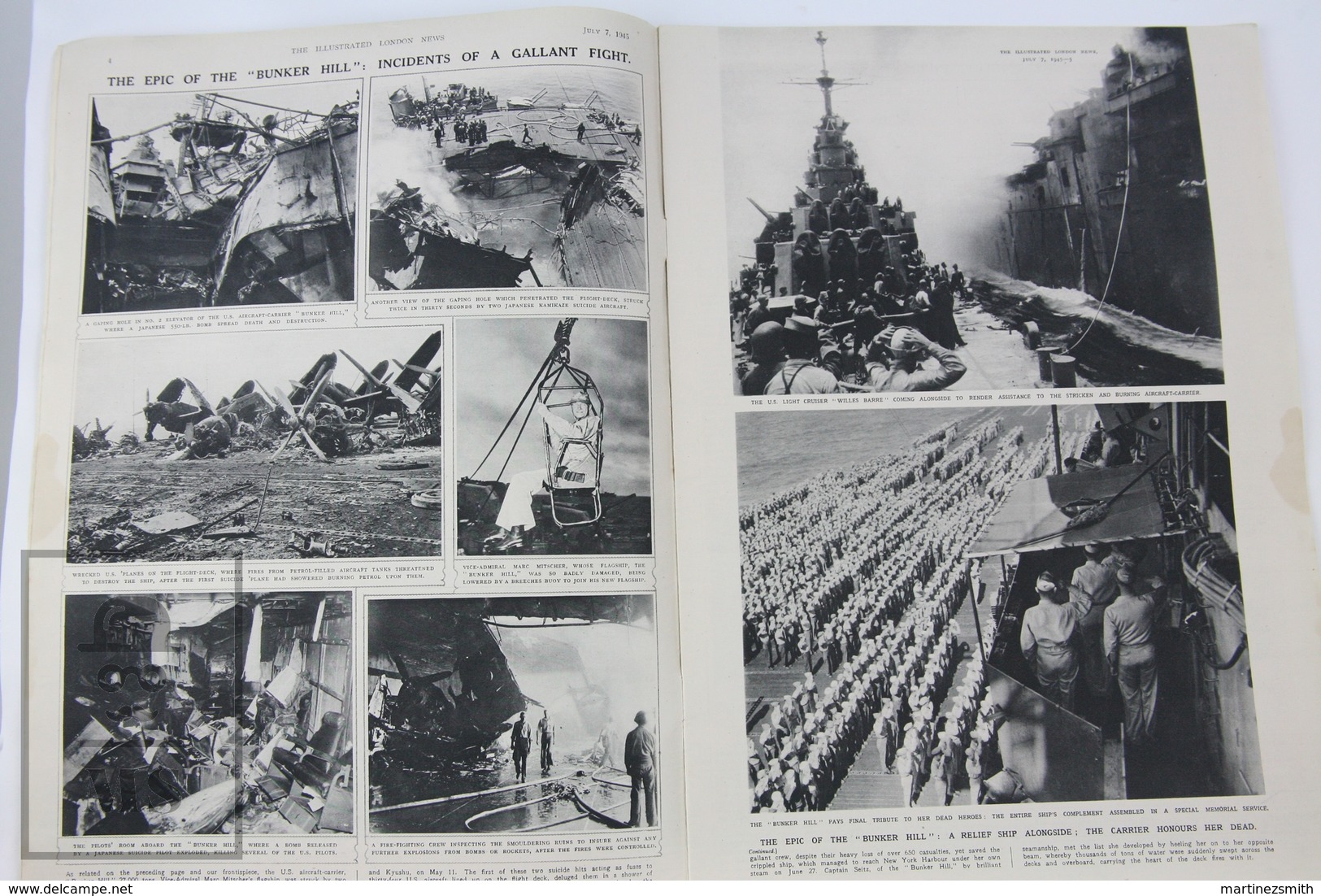 WWII The Illustrated London News, July 7, 1945 - Bunker Hill, Conquest Of Okinawa, Mr. Churchill Remarkable Tour - Historia