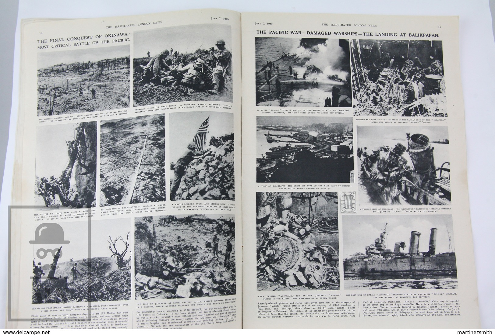 WWII The Illustrated London News, July 7, 1945 - Bunker Hill, Conquest Of Okinawa, Mr. Churchill Remarkable Tour - Historia