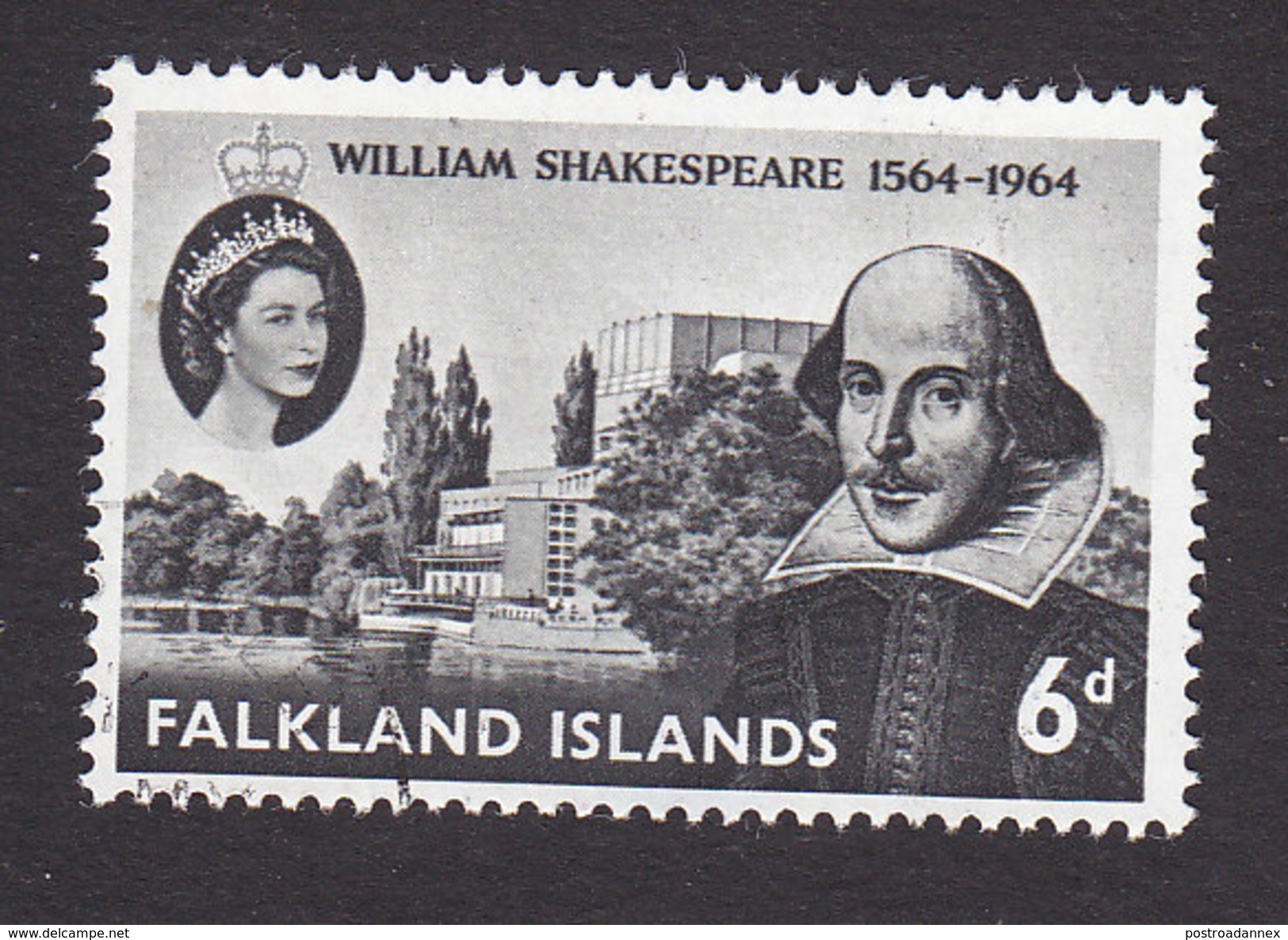 Falkland Islands, Scott #149, Used, Shakespeare, Issued 1964 - Falkland