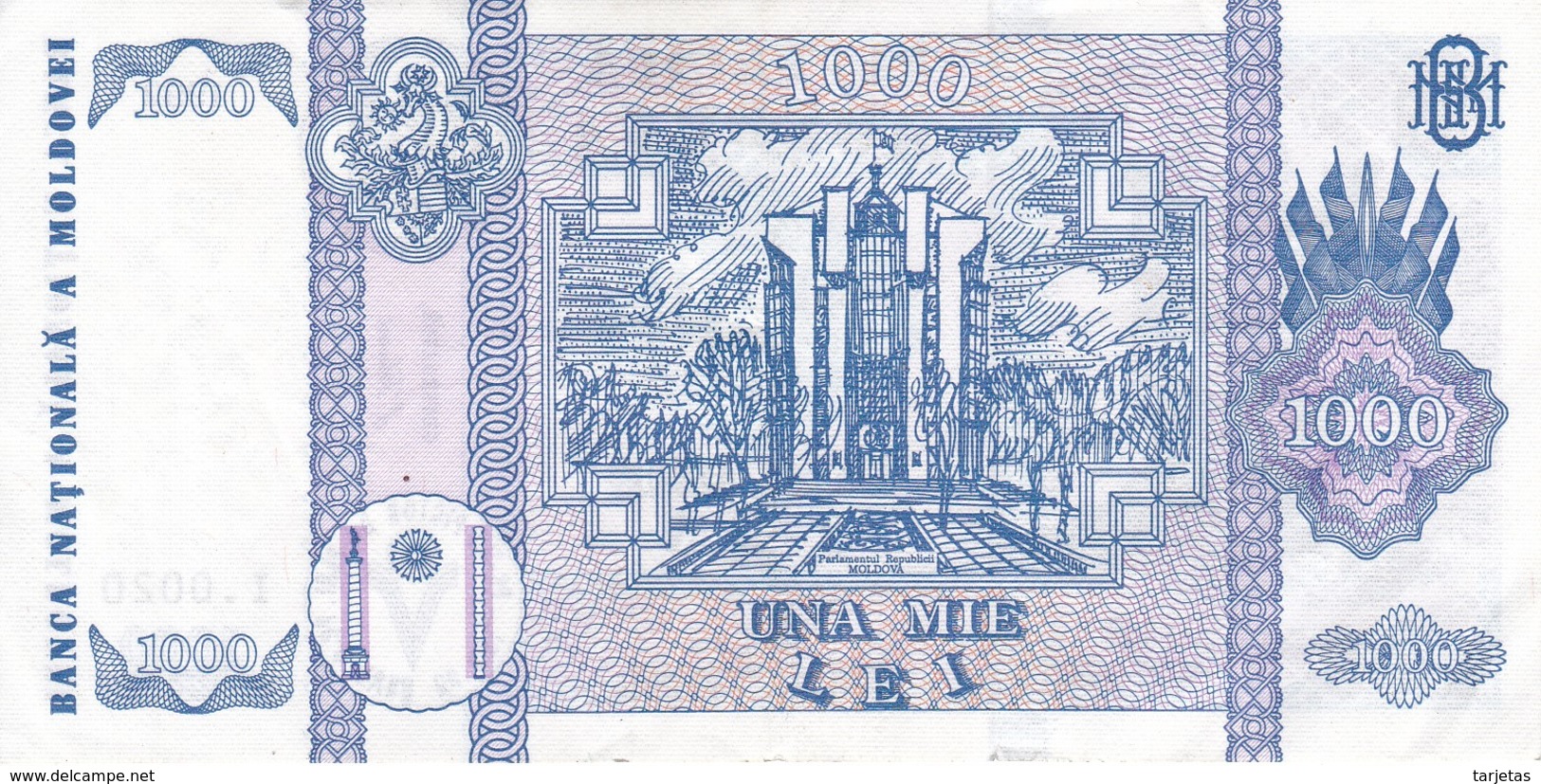 BILLETE DE MOLDAVIA DE 1000 LEI DEL AÑO 1992 EN CALIDAD EBC (XF)  (BANKNOTE) - Moldova