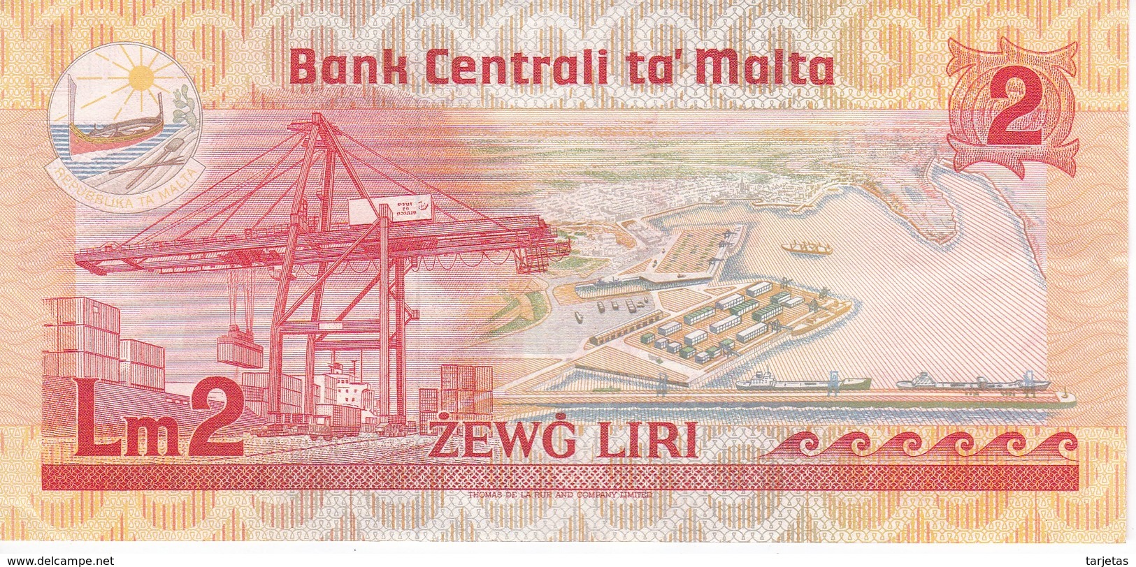 BILLETE DE MALTA DE 2 LIRAS DEL AÑO 1986 EN CALIDAD EBC (XF) (BANKNOTE) - Malte